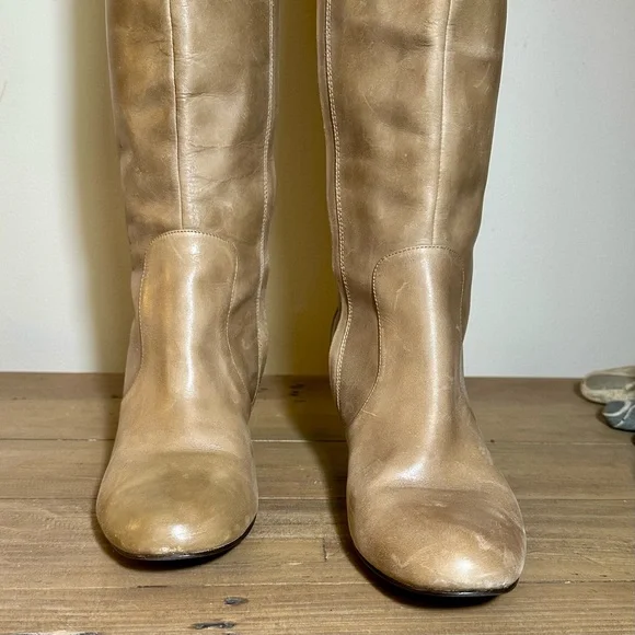 Cole Haan x Nike Air Taupe Leather Heeled Boots - Picture 6 of 7